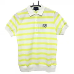 【新品】パーリーゲイツ 半袖ポロシャツ 白×イエロー 織生地 ボーダー レディース 1(M) ゴルフウェア PEARLY GATES
