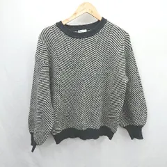 ◇ apres jour mignon クルーネック　ボーダー柄　大人カジュアル 長袖 セーター サイズF ブラック系 レディース E  【1506300027802】