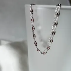 128-2. つけっぱなしOK シルバー2連チェーンブレスレット(サージカルステンレス素材)金属アレルギー対応 メンズ レディース