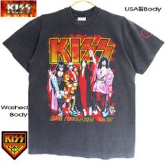 21  USA製 KISS キッス Tシャツ ウォッシュブラック  Lサイズ 美品  kiss Kiss ROCKS JAPAN ハードロック ALIVE WORLDWIDE 96' 97' ロックT バンドT メンズ レディース フェス 着物 法被 和柄