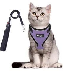 Angelpet 犬猫用ハーネス 通気性メッシュ ダブルロック 夜間反射 犬猫用ハーネスとリードセット Mサイズのサムネイル