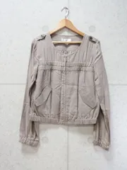 ofuon オフオンノーカラージャケット ショート丈 長袖 無地 ブラウン系 38サイズのサムネイル