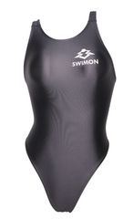 [SWIMON] 競泳水着 レディース ガールズ ハイレグ 黒 ブラック XS-6XL N2 スムースファブリック 600