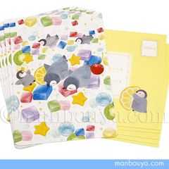 ペンギン グッズ かわいい レターセット 文房具 クローズピン 吉田麻乃 ミニレター カラフルゼリーの海