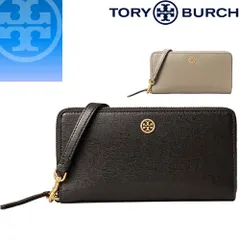 トリーバーチ TORY BURCH 財布 長財布 ロビンソン レディース ラウンドファスナー ストラップ付 ブランド 大容量 本革 グレー ROBINSON ZIP CONTINENTAL WALLET 84066