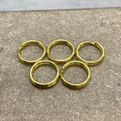 5点セット 真鍮製二重リング 直径10mm キーホルダー