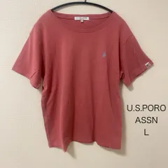 AB0522 【訳あり】  U.S. POLO ASSN. 半袖Tシャツ メンズLサイズ 落ち着いたレッドカラー 綿100% カジュアル 夏