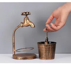 レトロ アンティーク 灰皿 小物入れ 蛇口 雑貨 インテリア ブロンズ  ヨーロッパ  ギフト ランドマーク レジン ブラウン 砂時計 イギリス風 英国 雑貨 古物 骨董 ビンテージ ギフト 本棚 卓上インテリア G015 【SHOPS MON】