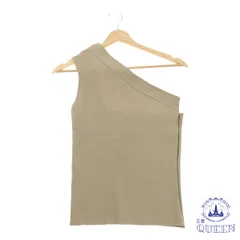 ☆美品☆ トップス インナー タンクトップ ワンショルダー シンプル おしゃれ 袖なし レディース ベージュ 901-4716 送料無料 古着