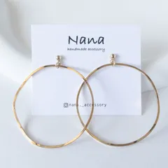 【#42】ハンドメイド　ピアス　イヤリング　フープ　アクセサリー　ウェーブ　ゴールド