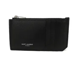 SAINT LAURENT PARIS サンローランパリ フラグメント ビルクリップ ジッパー カードケース 財布 ミニウォレット  箔押し マネークリップ パスケース ロゴ ブラック コインケース 612071 BTY0N 1000
