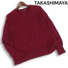 TAKASHIMAYA 高島屋 秋冬 高級 カシミヤ100%★ Vネック ニット セーター Sz.M　レディース バーガンディ