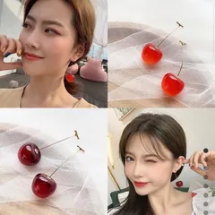 ★リアル★可愛く揺れるチェリーピアス/イヤリングS925　レディースアクセサリー