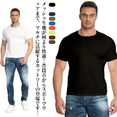 2枚セット！クールコア 半袖 Tシャツ メンズ 接触冷感 夏用 涼しい トップス クルーネック メッシュ DRY ドライ ストレッチ UVカット 作業服 作業着 トレーニング ランニング スポーツ フ#song1305