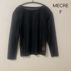 AB0521 MECRE シアーメッシュトップス ブラック Fサイズ 長袖透け感カットソー モード系 春秋