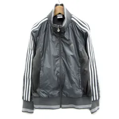 アディダス adidas スタンドカラージャケット ブルゾンジャケット ミドル丈 ジップアップ スリーライン ロゴ刺繍 M グレー /MS9