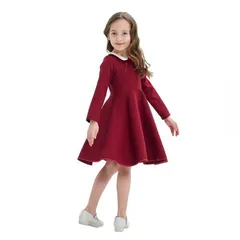 ワンピース フォーマルワンピース 子供服 フォーマル キッズ 女の子 長袖 白襟 こども服 子ども服 無地 秋 冬 春 100cm 110cm 120cm 130cm 140cm 150cm 通園 通学 プレゼント クリスマス B9HB461