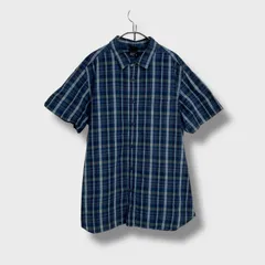 ☆THE NORTH FACE☆ザノースフェイス☆チェック柄半袖シャツ☆チェックシャツ☆半袖☆ネイビー系☆XL☆G25M