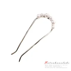 髪飾り 成人式 振袖 袴 花 浴衣 夏祭り 花火大会 シルバー パール キラキラ おしゃれ かわいい かんざし U型 和風 ヘアピン ウ No.10-2852