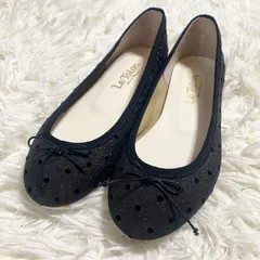 ルタロン　LeTalon ドット柄りぼんバレエシューズ  ラメ　黒　22cm