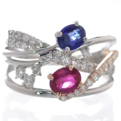 指輪 レディース サファイア ルビー ダイヤモンド リング プラチナ 18金ピンクゴールド Pt950 K18PG 非加熱 刻印入り 鑑別書付き 日本製【人気アイテム】【アクセサリーマート/メルカリShops店】