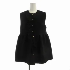 美品✨ユナイテッドアローズ　ニットフリルベスト　ノースリーブ　ジレ　ブラック 極美品◇ユナイテッドアローズ 2023ss フリルニット ベスト