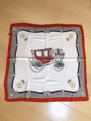 ヨーロッパの馬車 スカーフ 67X67cm ヴィンテージのサムネイル