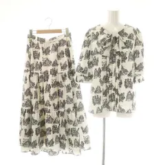 トッカ TOCCA 24AW ICONS OF DREAM セットアップ 総柄 ブラウス フレアスカート 4 白 黒 /MI ■OSのサムネイル