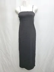 ◇ ◎　⊂ ROYAL PARTY コットン　タイト ロング丈 キャミソール　ワンピース サイズF ブラック レディース P  【1409090004148】