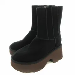 アグ オーストラリア UGG australia クラシックツインシームニューハイツ 1158313 W CLASSIC TWIN SEAM NEW HEIGHT 厚底 ショートブーツ スエード 24cm 黒 ブラック /☆G ■BM 
