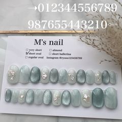 完成品/ネイルチップ24枚入り/全サイズ入り/結婚式/成人式/結婚式ネイル/ブライダル/ニュアンスネイル/ブルー/マグネットネイル