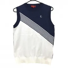 【超美品】キャロウェイ ニットベスト　白×ネイビー レッドレーベル ロゴ刺しゅう ラインストーン レディース L ゴルフウェア Callaway