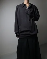 merino wool oversized high gauge knit polo xxxl メリノウール オーバーサイズ ハイゲージ 長袖 ニット ポロ セーター 3XL チャコールグレー 90s 00s