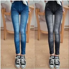 送料無料 皺(シワ) 模様 プリント ストレッチ素材 デニムレギンス 美脚 効果 スリム レギパン/ クリスマス 冬 プレゼント