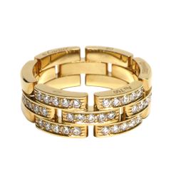 【名古屋】カルティエ マイヨンパンテール リング 3連 セミパヴェ Au750YG ダイヤモンド0.53ct #60 19号相当 メンズ レディース ジュエリー 男女