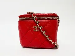 CHANEL シャネル キャビアスキン ミニバニティ チェーンショルダーバッグ マトラッセ レッド 31番台 超美品