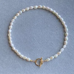 【再入荷】8-10mm淡水バロックパールネックレス　マンテル　チョーカー　華奢