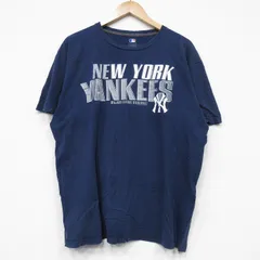 L/古着 半袖 Tシャツ メンズ MLB ニューヨークヤンキース コットン クルーネック 紺 ネイビー メジャーリーグ ベースボール 野球 25aug27 
