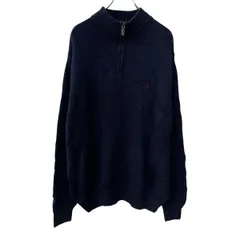 CHAPS コットンニット セーター 2XL ネイビー チャップス コットン100% 無地 ロゴ ビッグサイズ ハーフジップ モックネック 秋物 a710-5239