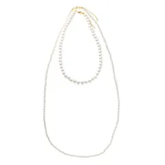 【ホワイト×アソート】[Cream dot. クリームドット公式] ネックレス レディース 2点セット ロング ショート パール 単品使い 重ねづけ レイヤード 大人 シンプル