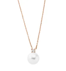 【ピンクゴールド × ワンサイズ】[Cream dot. クリームドット公式] ネックレス レディース ステンレス製 金属アレルギー つけっぱなし サージカルステンレス ショート チェーン パール 一粒 ビジュー 大人