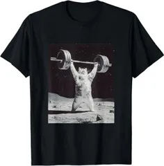 送料無料  100%コットン ムーンキャット 筋トレ 猫 フィットネス ジム ウェイトリフティング トレーニング 面白い猫 熱転写3Dプリント メンズ　レディース おもしろい 半袖 パロディ　Tシャツ
