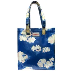 Cath Kidston キャスキッドソン 雲柄 トート バッグ ラージ ブックバッグ クラウド かばん PVC 青 ブルー レディース 古着 中古 USED