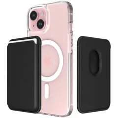 【特価商品】Pro 16 Plus iPhone Promax 背面マグネットカードホルダー 固定クリップ内蔵 iPhone カード収納可能 15/14/13/12シリーズ対応 3枚収納 ヴィーガンレザーカードウォレット、強力磁力 マグネットカードポケット。M