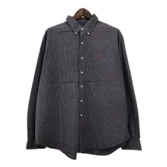 Polo by Ralph Lauren ポロ ラルフローレン 長袖ボタンダウンシャツ チェック ネイビー(メンズ XXL)中古 古着 T7259