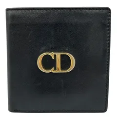 Christian Dior クリスチャンディオール 二つ折り 財布 ブラック レッド ブランド レディース コンパクト レザー 中古 W４