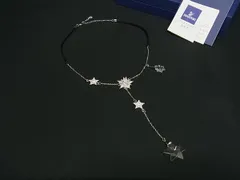 ■極美品■ SWAROVSKI スワロフスキー ラインストーン スター ネックレス アクセサリー レディース シルバー系×ブラック系 BP4387