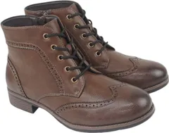 ショートブーツ レディース ローヒール オックスフォードブーツ おじ靴 サイドジップ レースアップ ブラック ぺたんこ 母の日 ギフト dytolc5334 ダークブラウン 23.5cm