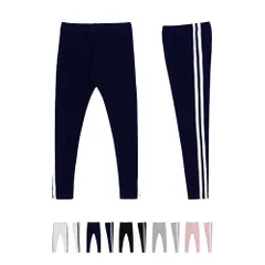 在庫処分中 [ネイビー100] サイドライン レギンス 長ズボン ラインパンツ ライン入り ボトムス