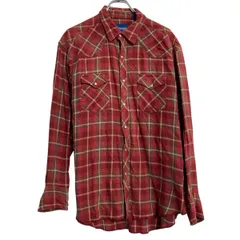 Wrangler 長袖 ウェスタンシャツ チェック ラングラー L レッド ポケット 古着卸 アメリカ仕入 a702-5982
